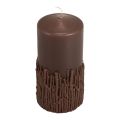 Floristik24 Pillar candle branches decor candle dark brown 150/70mm 1pc