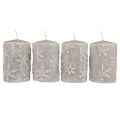 Floristik24 Pillar candles gray candles snowflakes 100/65mm 4pcs