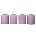 Floristik24 Pillar candles lilac grooved candles decoration 70/90mm 4pcs