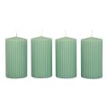 Floristik24 Pillar candles green emerald grooved candles 70/130mm 4pcs