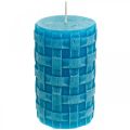 Floristik24 Rustic pillar candles, basket pattern candles, turquoise wax candles 110/65 2pcs