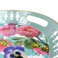 Floristik24 Tray with flower motif oval 42cm x 33cm