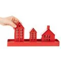 Metal Tealight Holder Houses Red with Tray 35cm 1 Set | Floristik24.ie