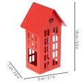 Metal Tealight Holder Houses Red with Tray 35cm 1 Set | Floristik24.ie