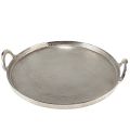 Floristik24 Tray round silver metal tray with handle 38x35x6.5cm