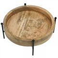 Floristik24 Tray with feet, wooden decoration round, tray for planting natural, black Ø25cm H11cm