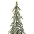 Artificial fir tree, iced finish, with wooden base, winter decoration, 60cm | Floristik24.ie