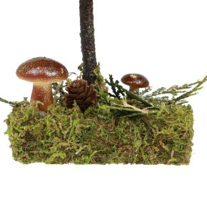 Floristik24 Fir tree decoration tree moss cones mushrooms green gold H35cm