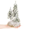 Snow-covered fir trees, artificial winter landscape for Christmas village and table decoration, 29cm | Floristik24.ie