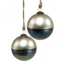 Floristik24 Christmas balls two-colored glass ball Ø12cm blue, metallic 2pcs