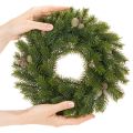 Artificial fir branch wreath with cones for door or table, 30cm | Floristik24.ie