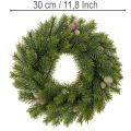Artificial fir branch wreath with cones for door or table, 30cm | Floristik24.ie