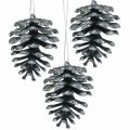 Floristik24 Christmas tree ornaments deco cones glitter anthracite H7cm 6 pieces