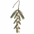 Floristik24 Artificial fir branch with white mini Christmas tree baubles, 46cm, 2 pieces