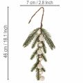 Artificial fir branch with white mini Christmas tree baubles, 46cm, 2 pieces | Floristik24.ie