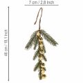 Artificial fir branch with gold-colored mini Christmas tree baubles, 46cm, 2 pieces | Floristik24.ie