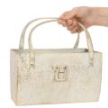 Metal bag, decorative container, rectangular, 26cm, gold | Floristik24.ie
