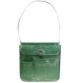 Floristik24 Planter bag with handle metal green, white washed H30cm