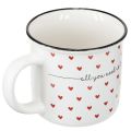 Cup with hearts ceramic cup white red Ø9cm H9cm | Floristik24.ie