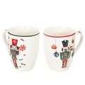 Floristik24 Christmas mug with nutcracker and candy cane motif, 10cm, 2 pieces