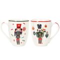 Christmas mug with nutcracker and candy cane motif, 10cm, 2 pieces | Floristik24.ie