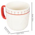 Coffee mug with red handle, knitted pattern and heart decoration, ceramic, 9cm, 2 pieces | Floristik24.ie