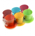 Floristik24 Cup with plate Ø9cm H8cm 6pcs. sorted by color