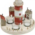 Floristik24 Lighthouse tea light holder red, white 4 tea lights Ø25cm H28m