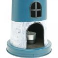 Floristik24 Tea light lighthouse maritime decoration metal blue, white Ø14cm H41cm
