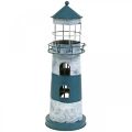 Floristik24 Tea light lighthouse maritime decoration metal blue, white Ø14cm H41cm