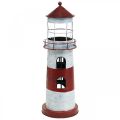 Floristik24 Tea light lighthouse metal decoration maritime red, white Ø14cm H41cm