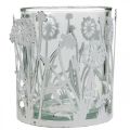 Floristik24 Lantern with dandelions, table decorations, summer decoration shabby chic silver, white H10cm Ø8.5cm