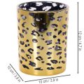 Glass tealight holder with leopard print for table decoration, 12cm | Floristik24.ie