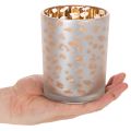Glass tealight holder with leopard print, 12cm | Floristik24.ie