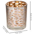 Glass tealight holder with leopard print, two-tone, 8cm | Floristik24.ie