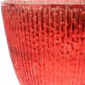 Floristik24 Candle glass lantern red glass deco vase Ø21cm H21.5cm