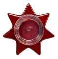 Floristik24 Tealight holder red star shape with glass Ø10cm H10.5cm 2pcs