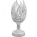 Floristik24 Lantern metal white, tealight holder flower Ø13cm H30cm