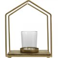 Floristik24 Lantern house metal decoration tealight candle glass 20×16×26cm