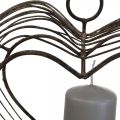 Tea light holder metal hanging decoration rust decoration heart 22×7×20cm