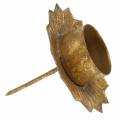 Tealight holder for sticking metal in gold Ø9cm H9cm 4pcs | Floristik24.ie