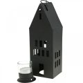 Floristik24 Tea light house, lantern house metal black Ø4.4cm H26cm