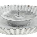 Floristik24 Plate with candle holder gray-white Ø15cm H3.5cm