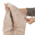 Beige table runner with faux fur surface as a fur band, 24x140cm | Floristik24.ie