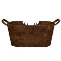 Oval metal bowl with handles,