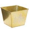 Floristik24 Metal planter with glittering fir tree motif, 18cm