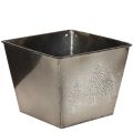 Floristik24 Square metal planter with fir tree motif, 18cm