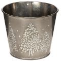 Floristik24 Metal planter with glitter fir trees, 13cm