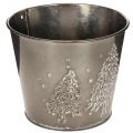 Metal planter with glitter fir