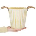 Metal pot, spring decoration, planter with handles, yellow, shabby chic, Ø18cm, H17.5cm | Floristik24.ie